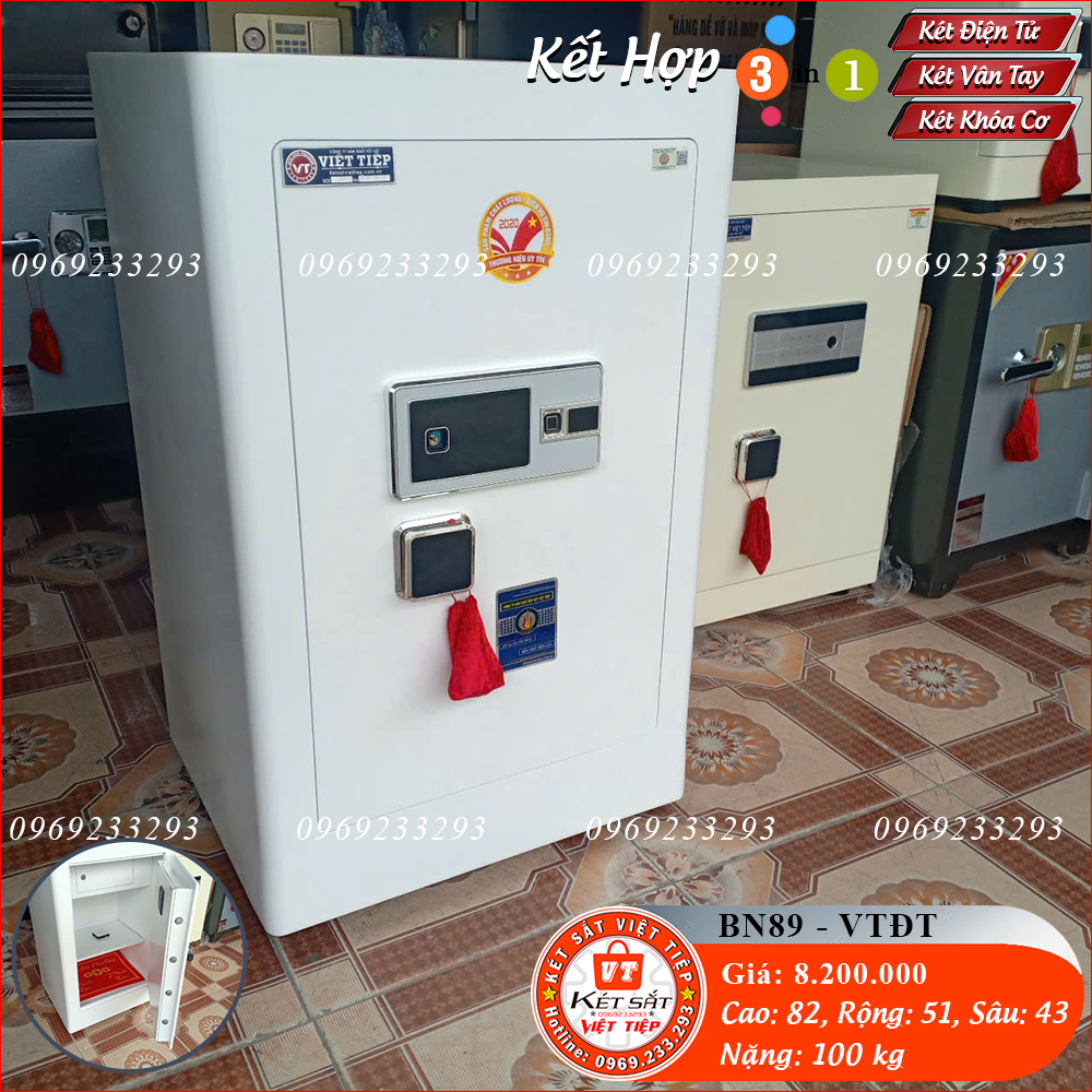 Két Sắt Vân Tay Điện Tử BN820 – VTDT, Trắng, Việt Tiệp, Nặng 100kg, Két Sắt Bắc Ninh, Két Sắt Việt Tiệp Bắc Ninh.