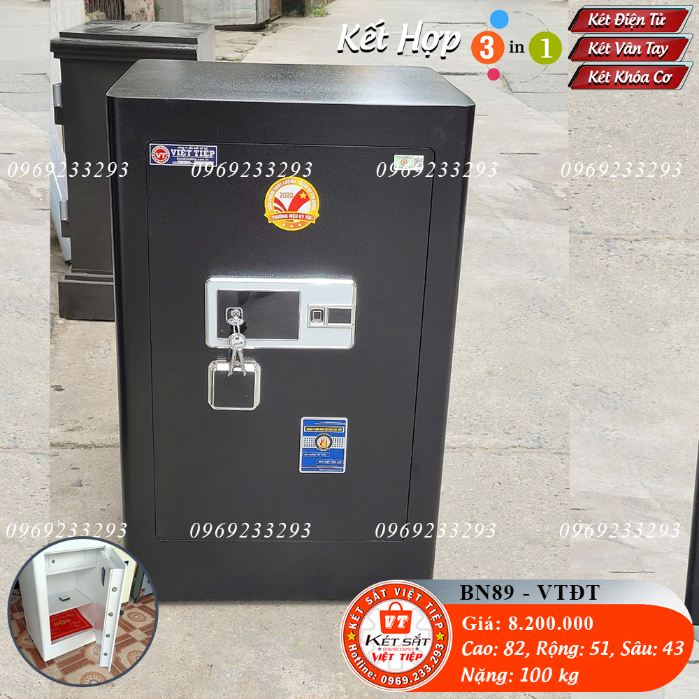 Két Sắt Vân Tay Điện Tử BN820 – VTDT, Trắng, Việt Tiệp, Nặng 100kg, Két Sắt Bắc Ninh, Két Sắt Việt Tiệp Bắc Ninh.